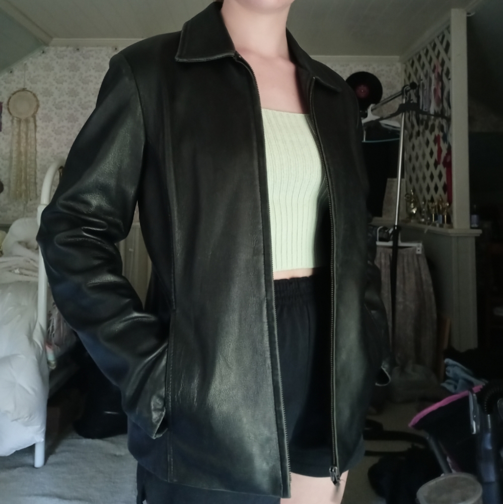 Black leather jacket